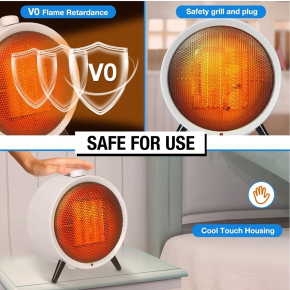 Space Heater White Indoor Use  1500W/900W Electric Desk Home Bedroom Office OW - Picture 5 of 7